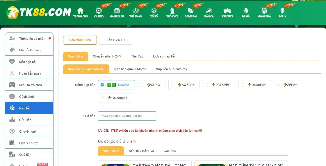 Hướng dẫn nạp và rút tiền nhanh nhất